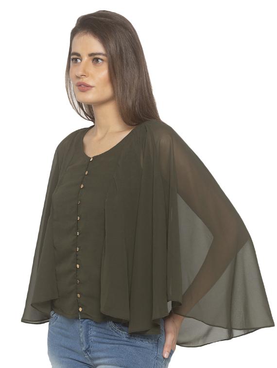cape sleeved solid regular top - 17776485 -  Standard Image - 1