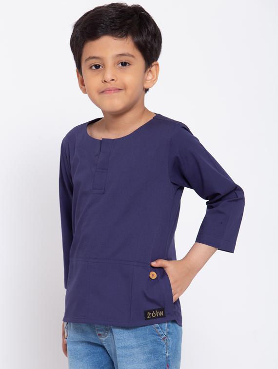 round neck solid kurta - 17776857 - Standard Image - 1