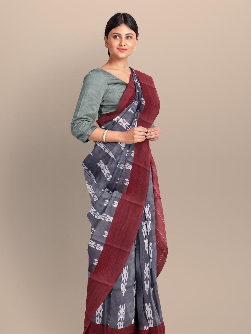 grey silk saree - 17777166 - Standard Image - 1