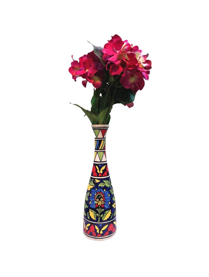 craftghar decorative flower vase for living room | made of ceramic 12 inch long vase | handmade vase ceramic |blue and red - 17777923 - Standard Image - 1