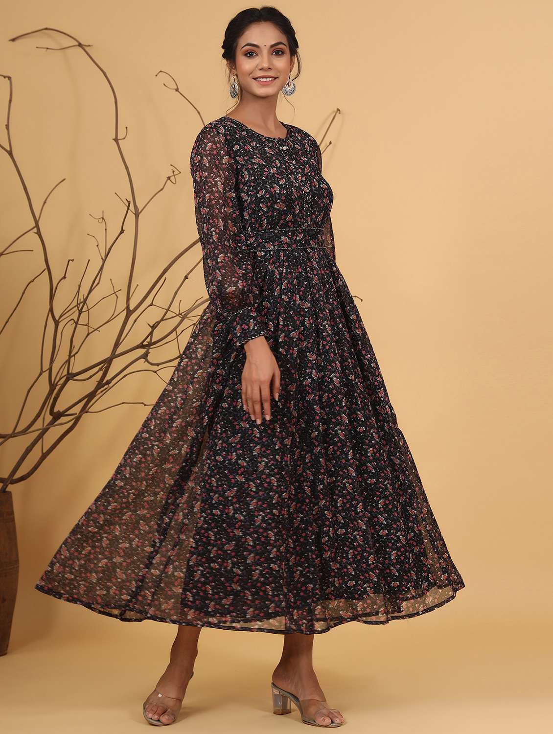 printed flared ethnic dress - 17778125 -  Standard Image - 1