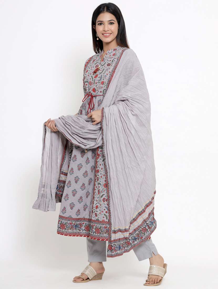 floral kurta pant dupatta set with face mask - 17778140 - Standard Image - 1