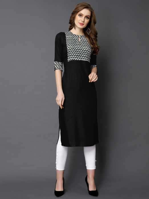 black crepe kurti - 17778170 -  Standard Image - 1