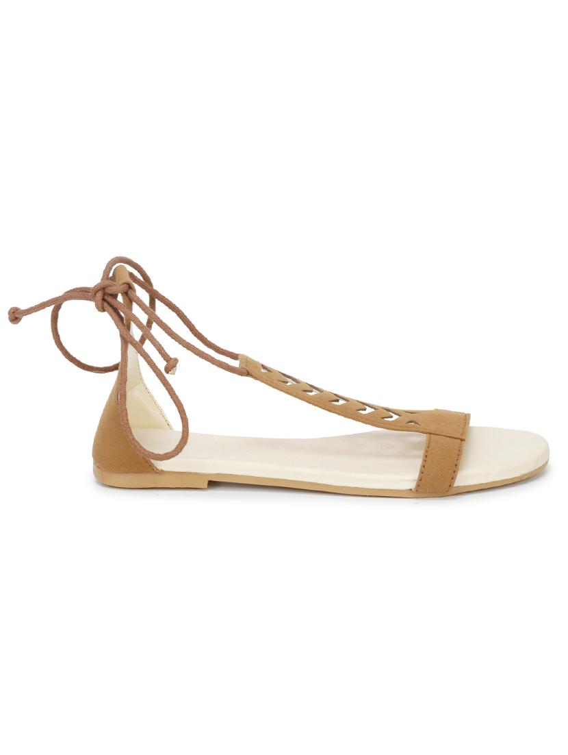 tan velvet laceup sandals - 17778250 - Standard Image - 1
