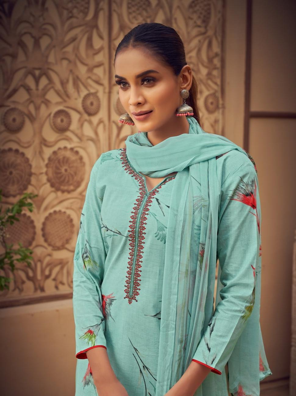 lightblue cottonsilk ethnic dress - 17778824 - Standard Image - 1
