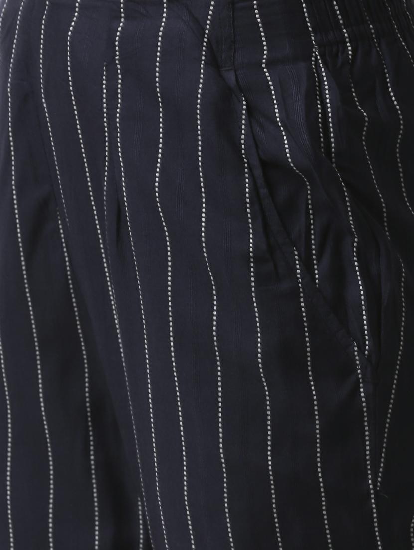 blue striped cigarette pants trouser - 17778923 - Standard Image - 4