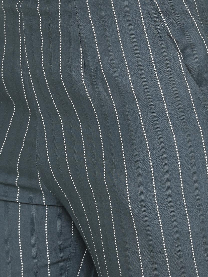 grey striped cigarette pants trouser - 17778924 - Standard Image - 4