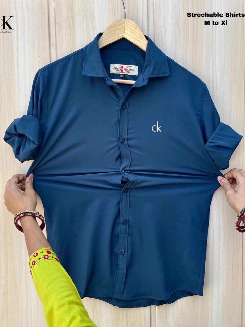 green cottonlycra casual shirt - 17779189 - Standard Image - 1