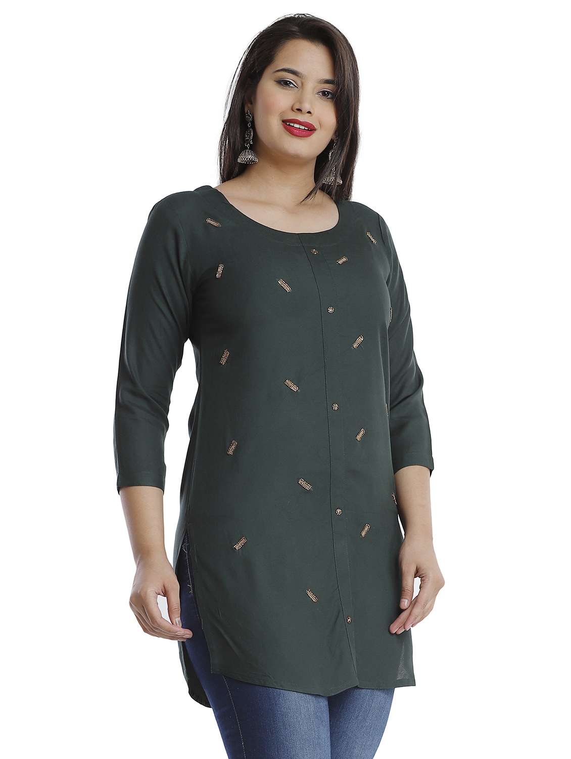embellished straight kurti - 17779230 - Zoom Image - 0