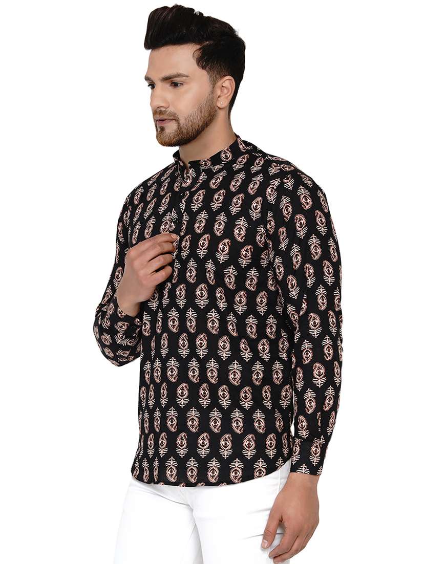 black printed short kurta - 17779402 -  Standard Image - 1