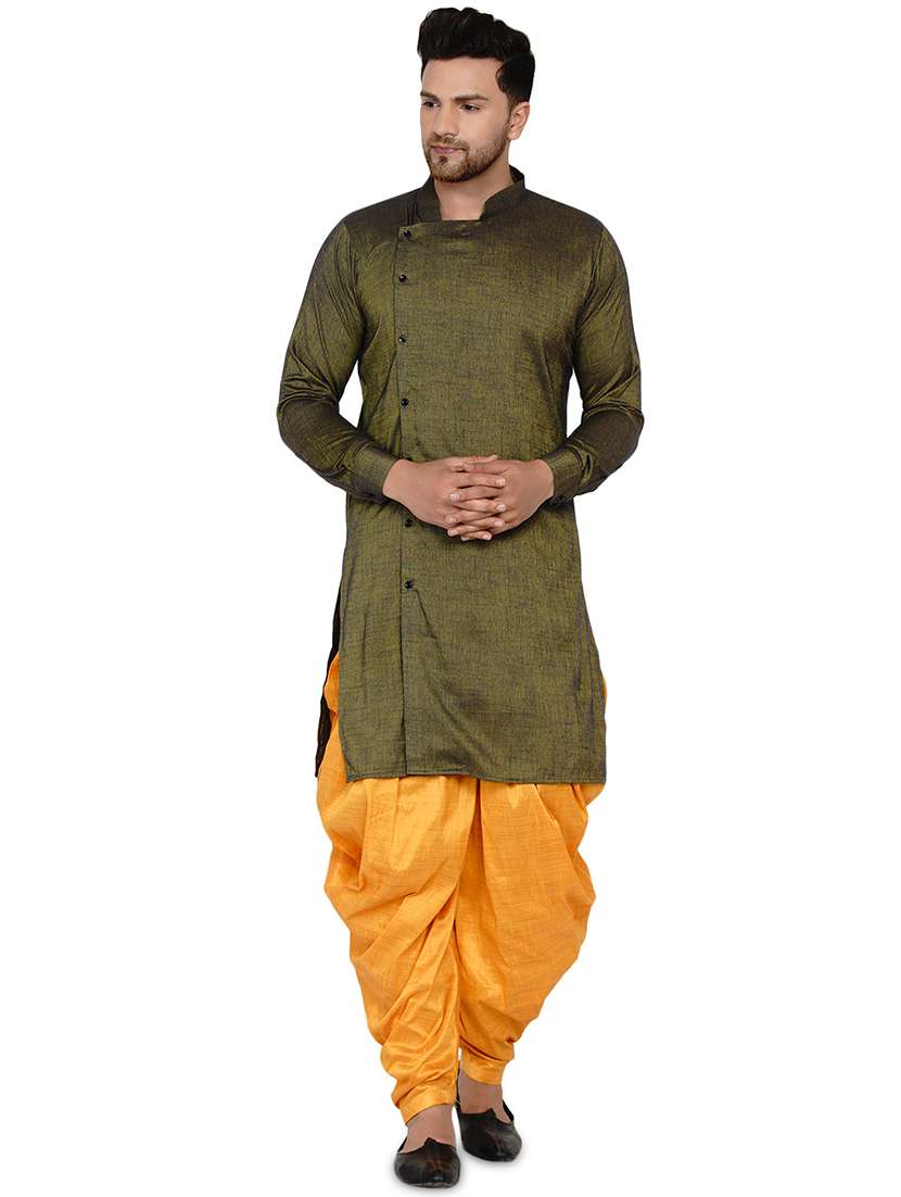 olive green solid long kurta