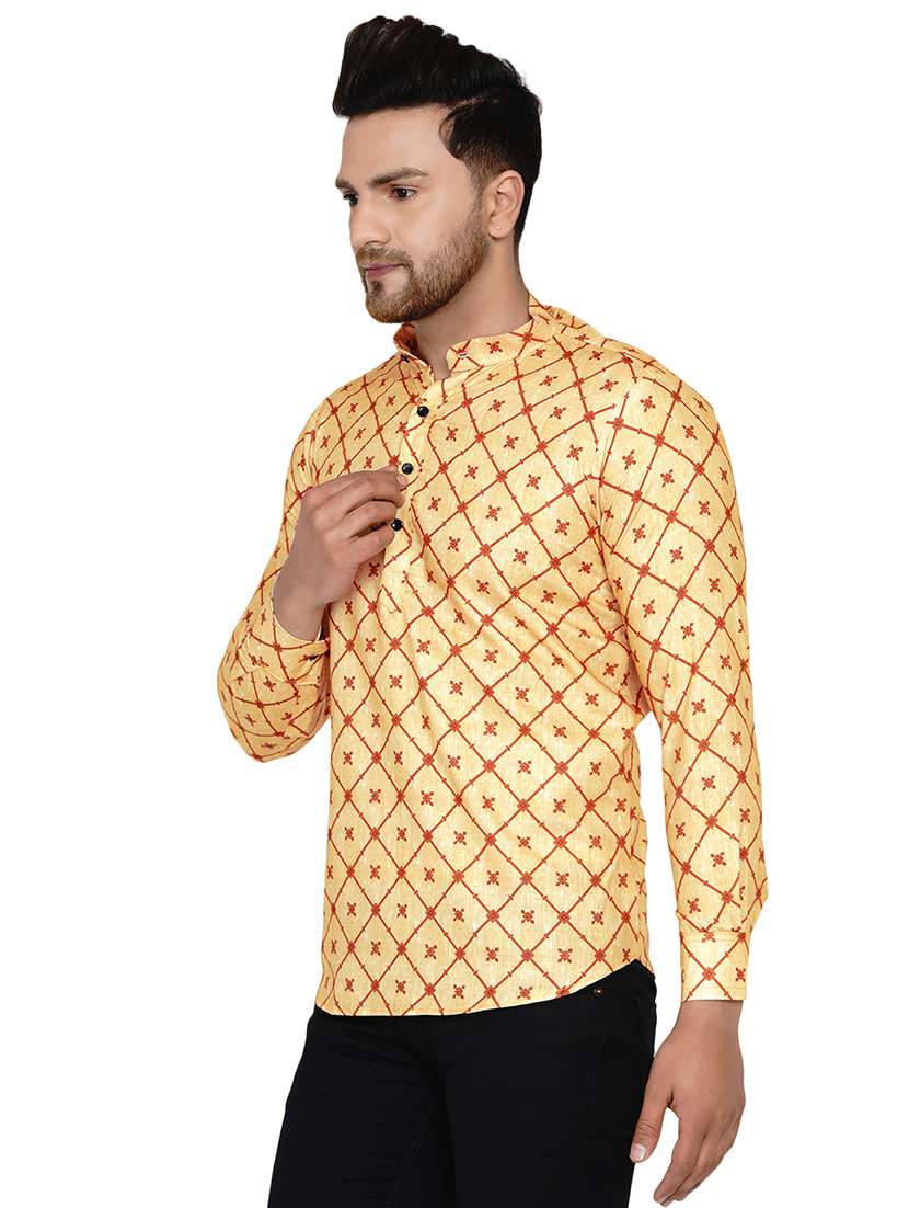 yellow printed short kurta - 17779407 -  Standard Image - 1