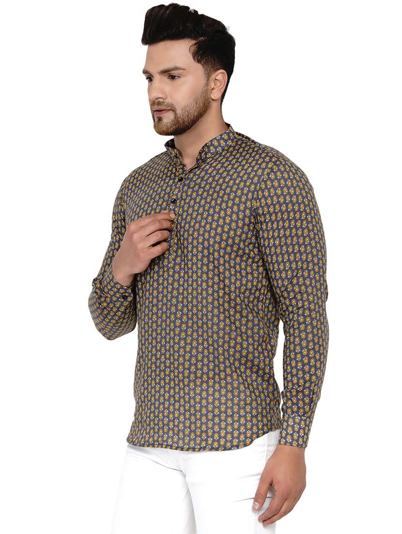 grey printed short kurta - 17779409 - Standard Image - 1