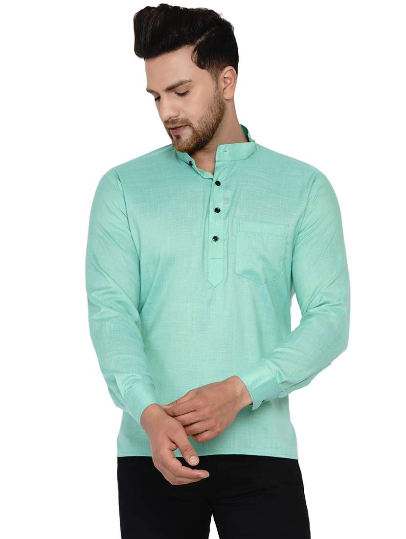 sea green solid short kurta