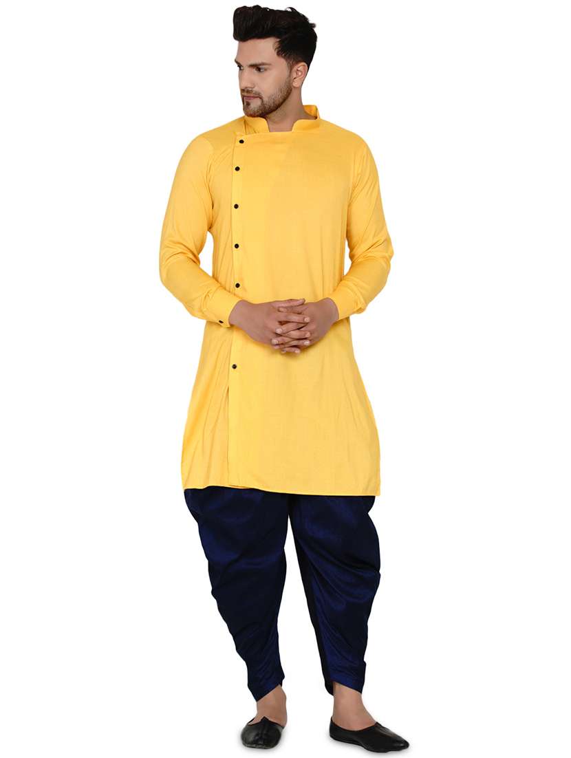 yellow solid long kurta