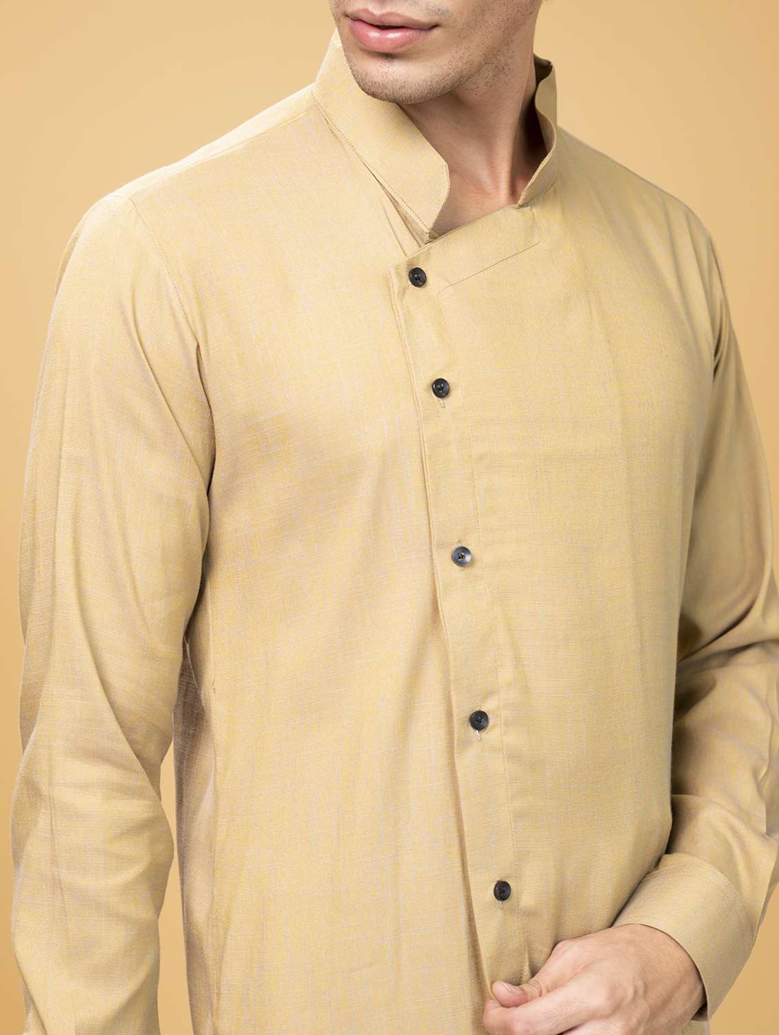 beige solid long kurta - 17779420 -  Standard Image - 4