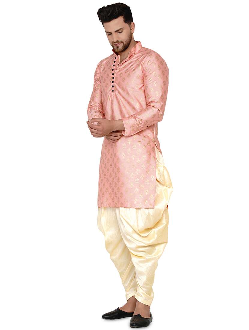 pink printed silk blend long kurta - 17779429 -  Standard Image - 1