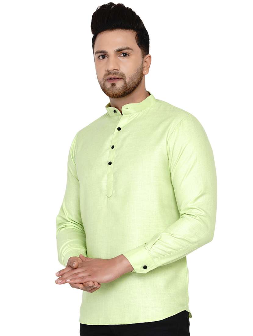 Green Solid Short Kurta - 17779433 -  Standard Image - 1