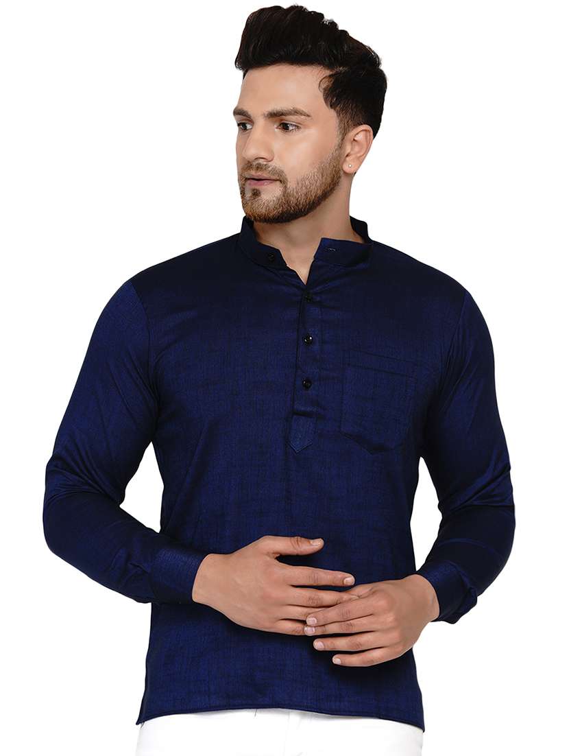 navy blue solid short kurta