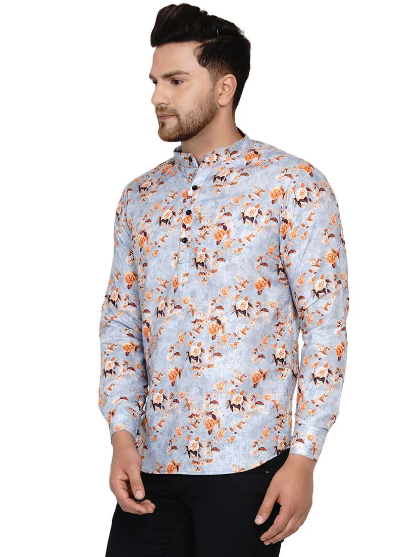 grey printed short kurta - 17779451 - Standard Image - 1