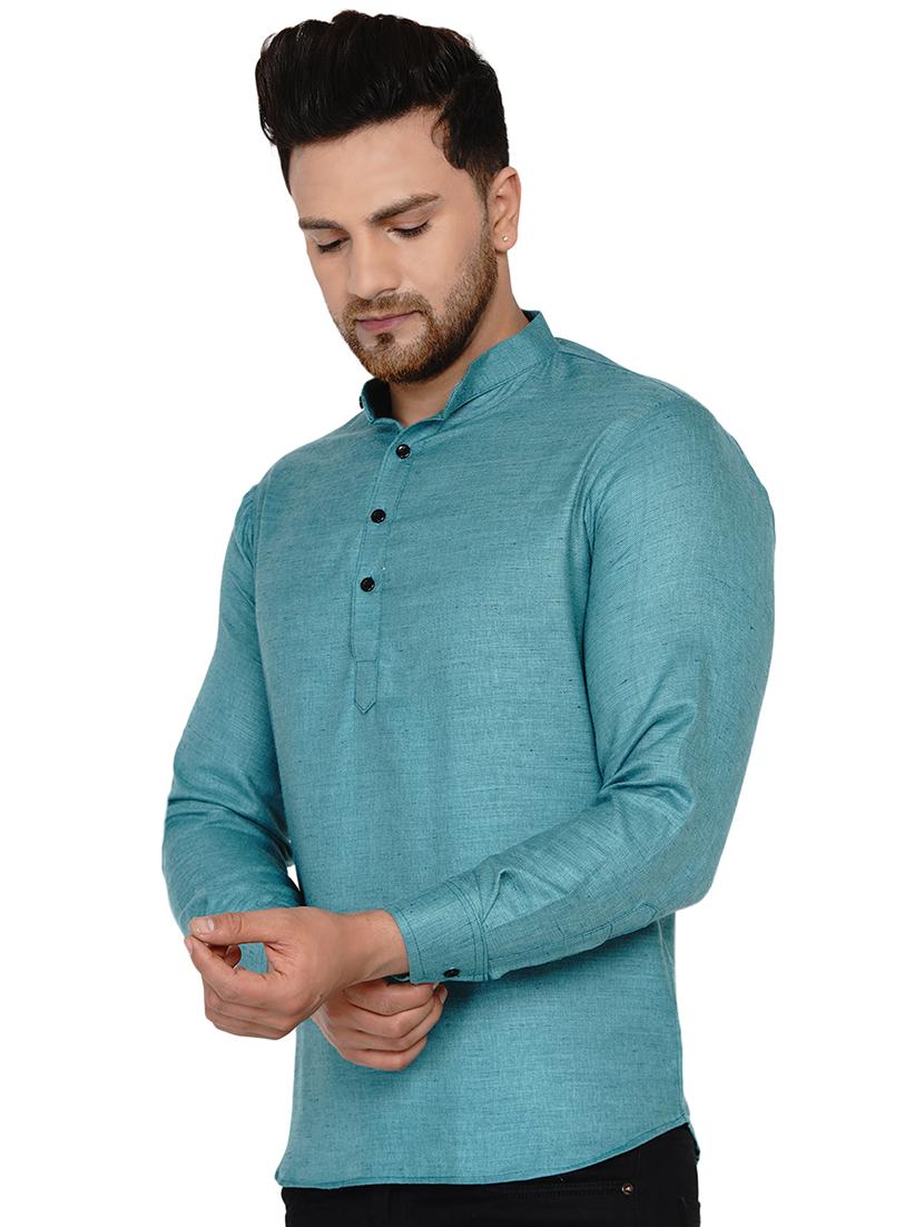 green solid short kurta - 17779457 - Standard Image - 1