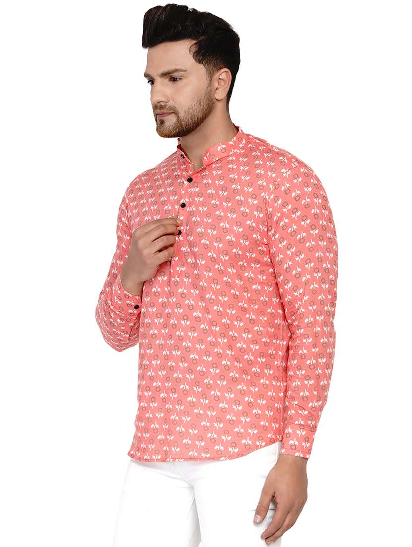 peach printed short kurta - 17779458 -  Standard Image - 1