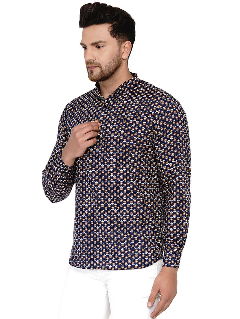 navy blue printed short kurta - 17779464 -  Standard Image - 1