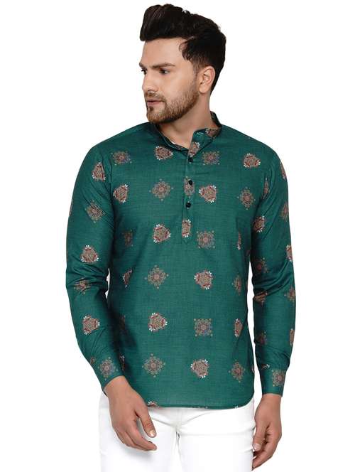 green printed short kurta - 17779467 - Standard Image - 0