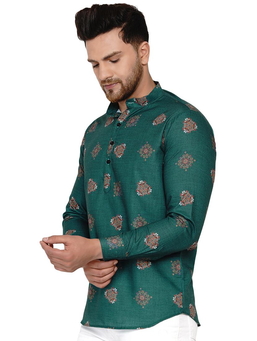 green printed short kurta - 17779467 - Standard Image - 1