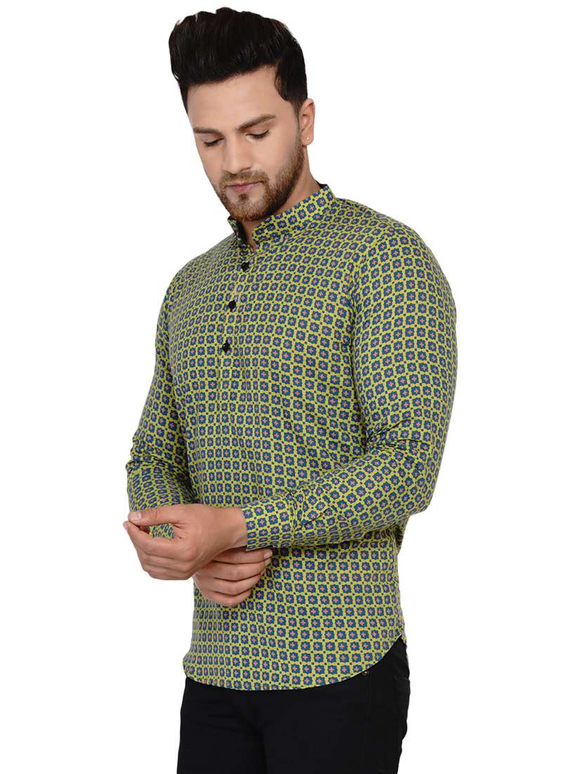 green printed short kurta - 17779475 -  Standard Image - 1