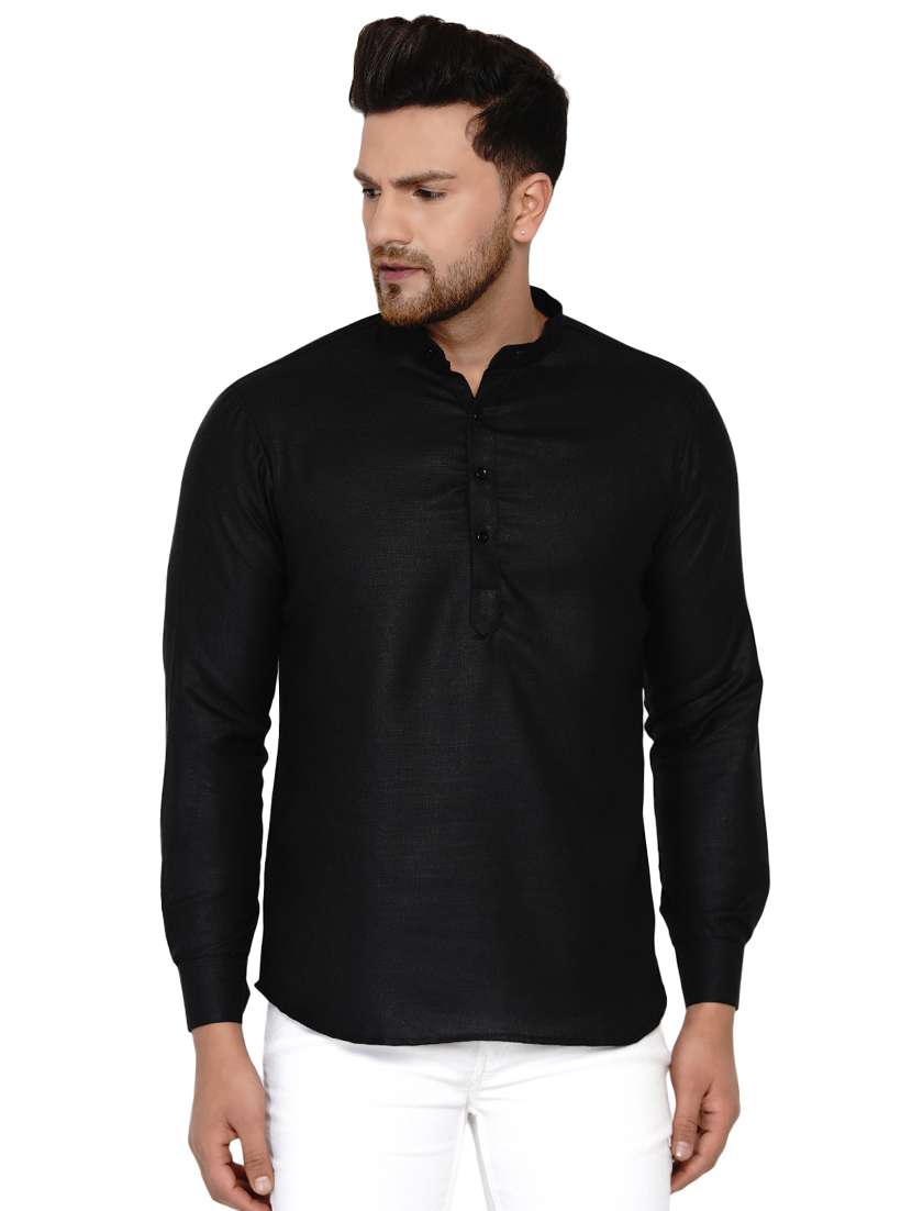 black solid short kurta