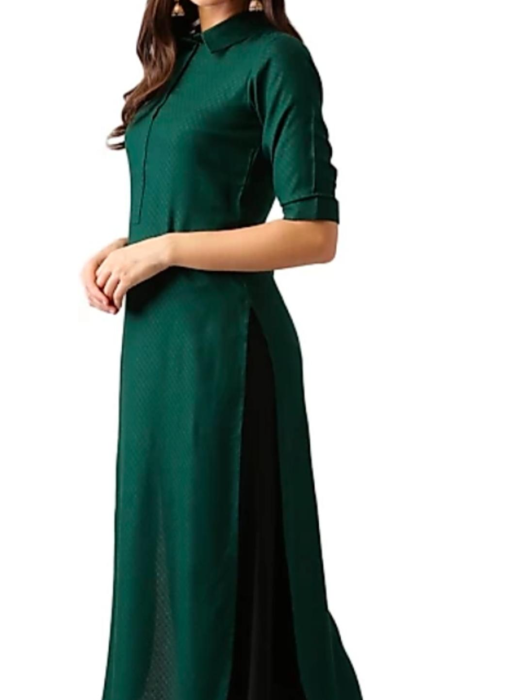 green cotton blend pathani kurta  - 17779524 -  Standard Image - 1