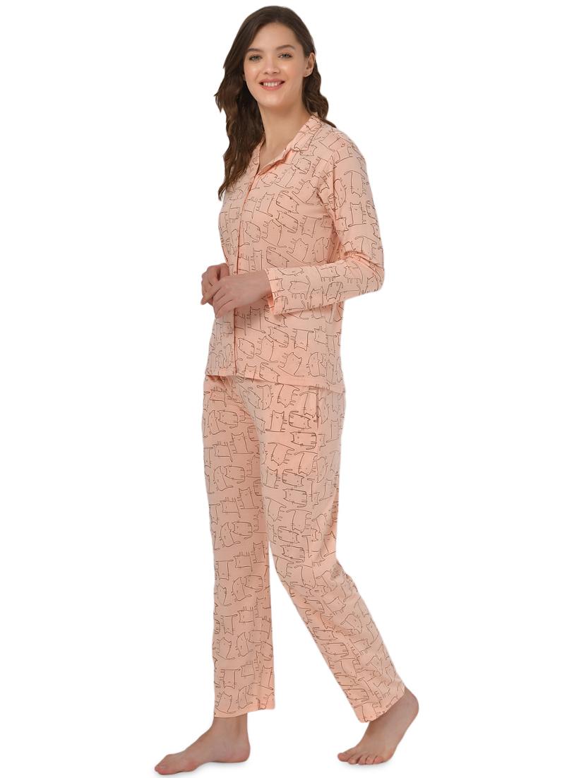 orange printed pyjama nightwear set - 17780730 - Standard Image - 1
