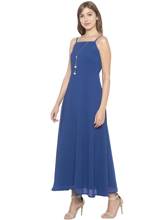 cami neck solid fit & flare dress - 17780744 -  Standard Image - 1