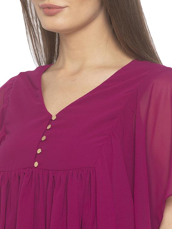 bell sleeved solid top - 17780753 - Standard Image - 4