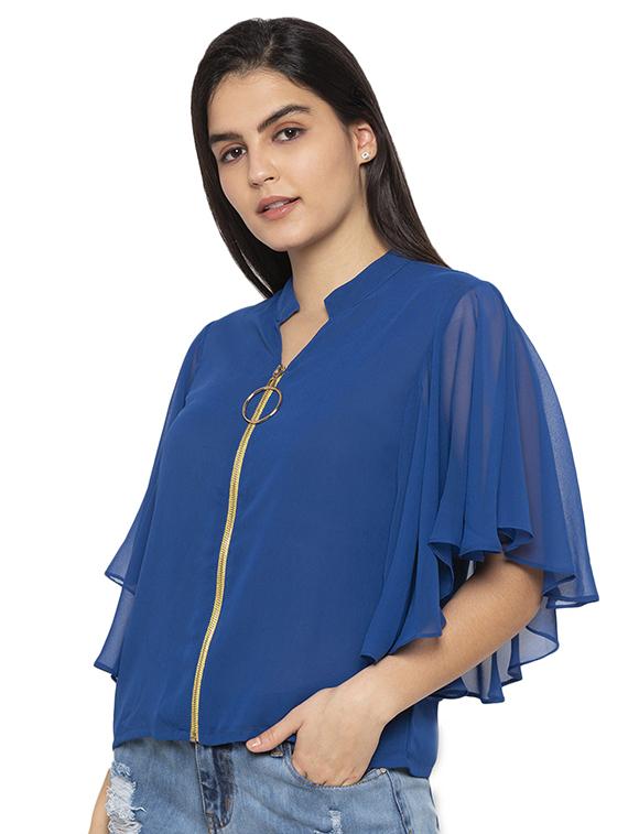 bell sleeved solid top - 17780767 - Standard Image - 1