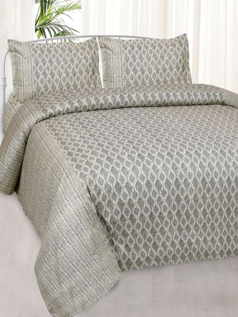 impressive grey pure cotton king size double bedsheet