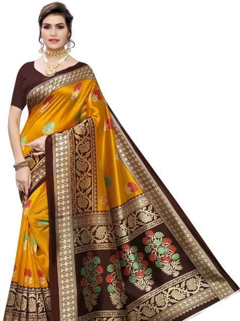 yellow linen saree - 17780955 - Standard Image - 1