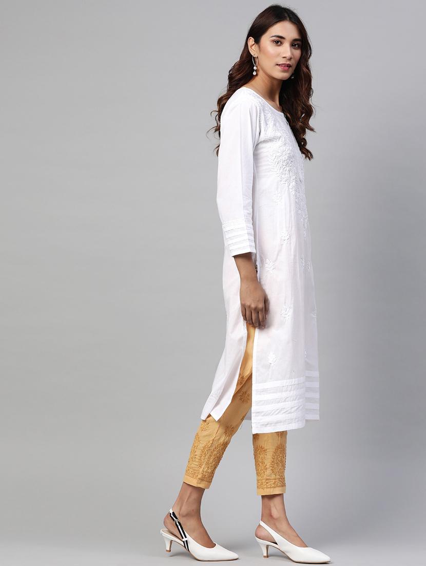 ada hand-embroidered white kurta pant set - 17781940 - Standard Image - 1