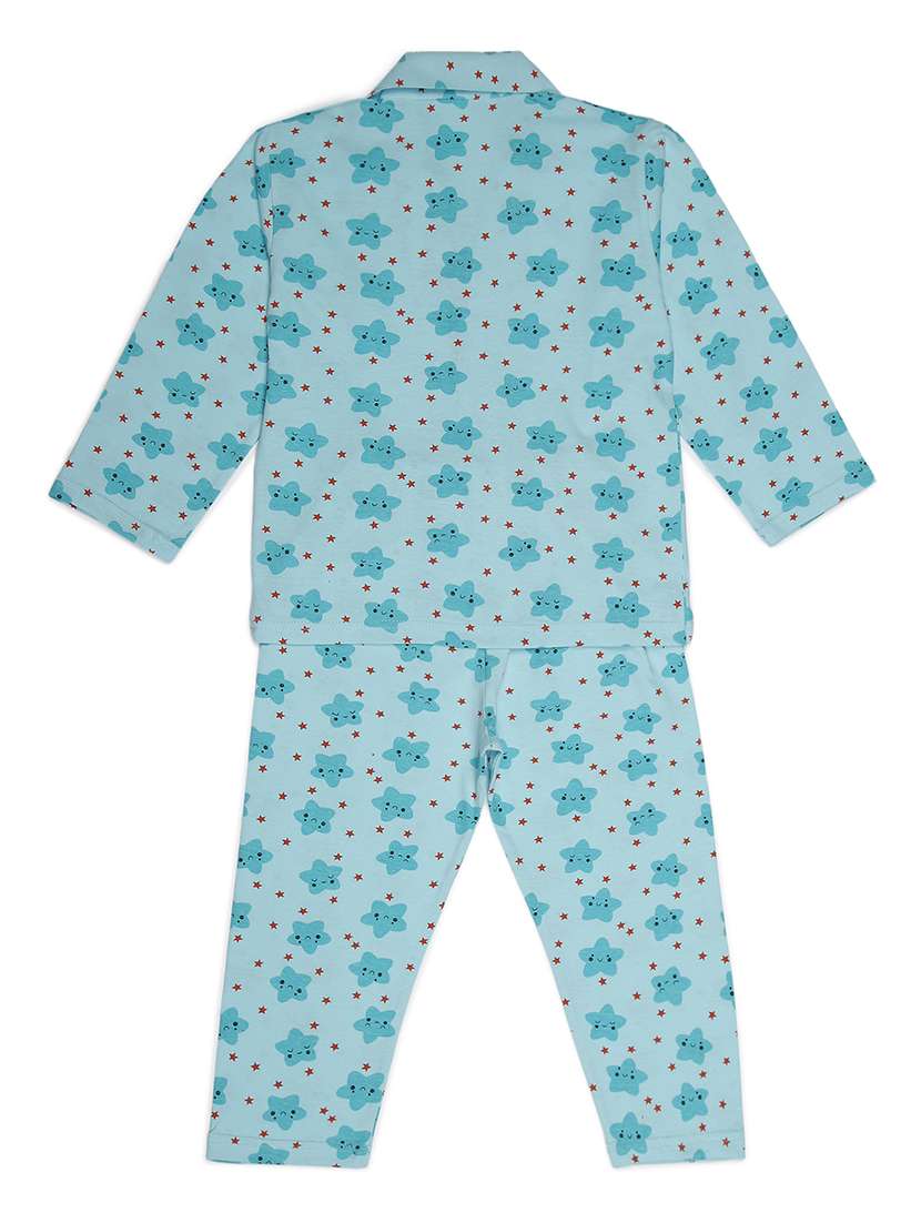 blue printed pyjama set nightwear - 17781974 -  Standard Image - 1
