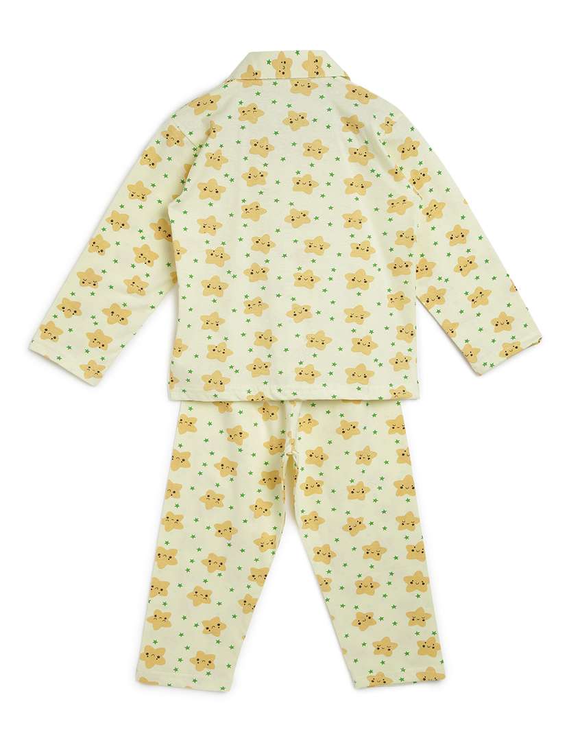 yellow printed pyjama set nightwear - 17781975 - Standard Image - 1