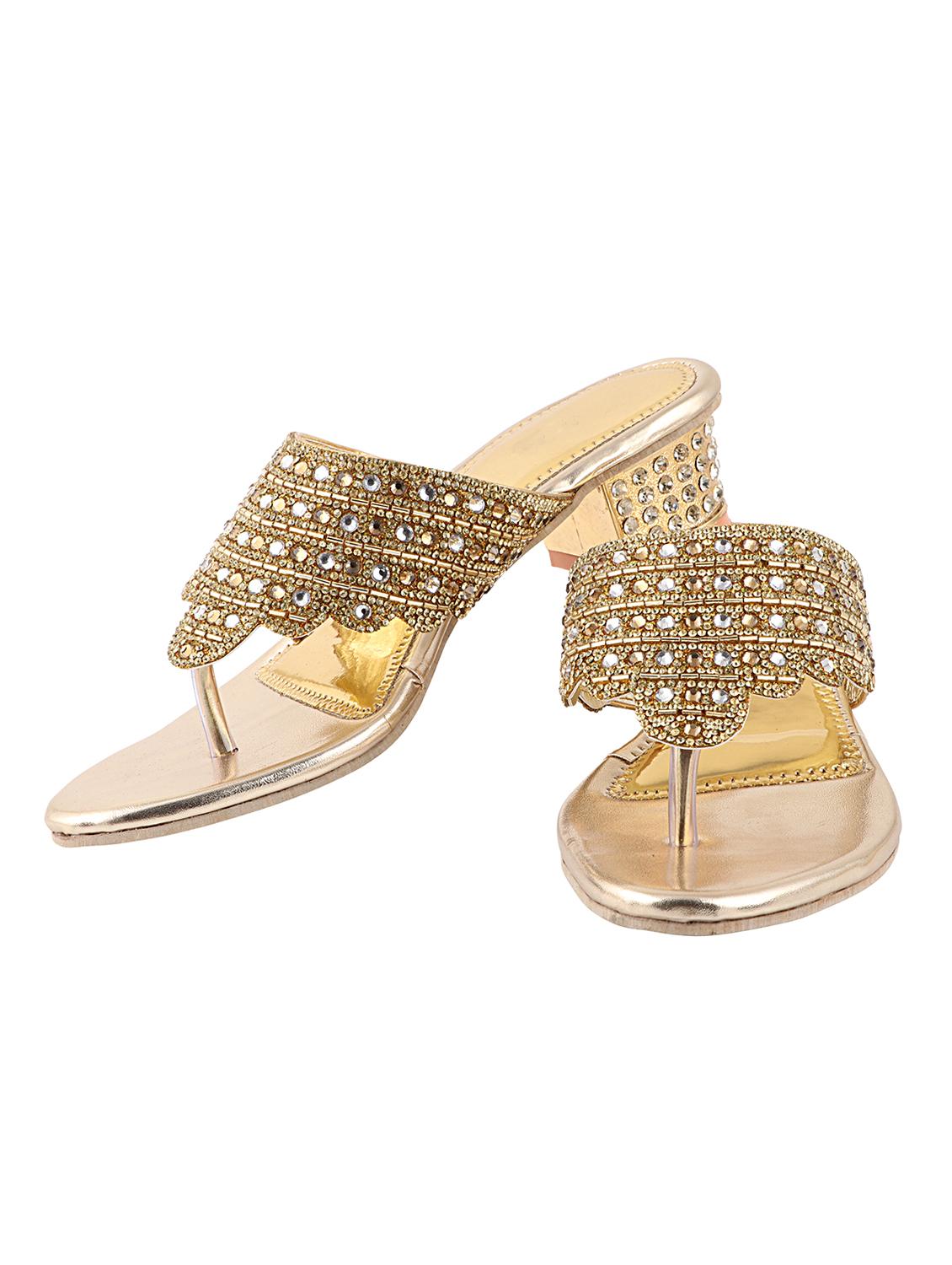 gold synthetic toe separator sandals - 17782453 - Standard Image - 1