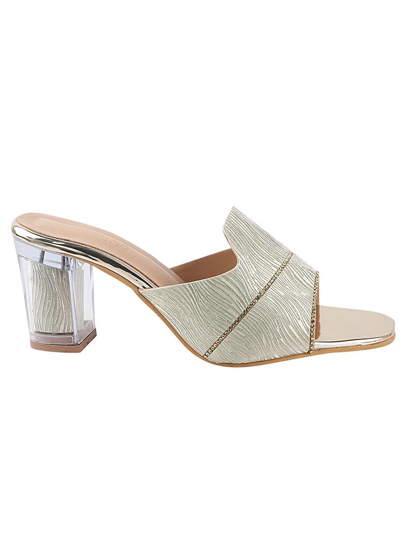 silver leatherette slip on sandals - 17782455 - Standard Image - 1