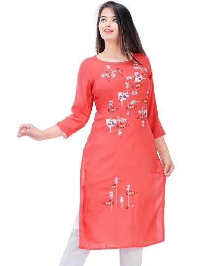 orange rayon kurti - 17782907 -  Standard Image - 1