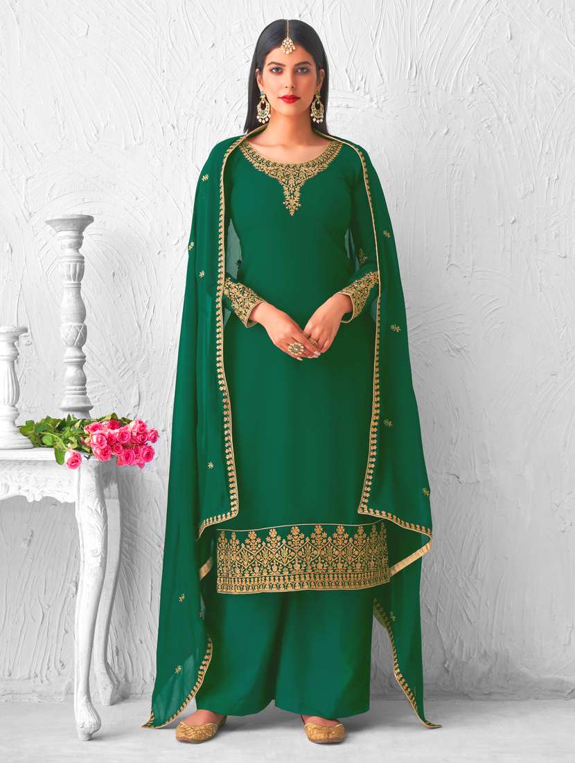embroidered unstitched palazzo suit set