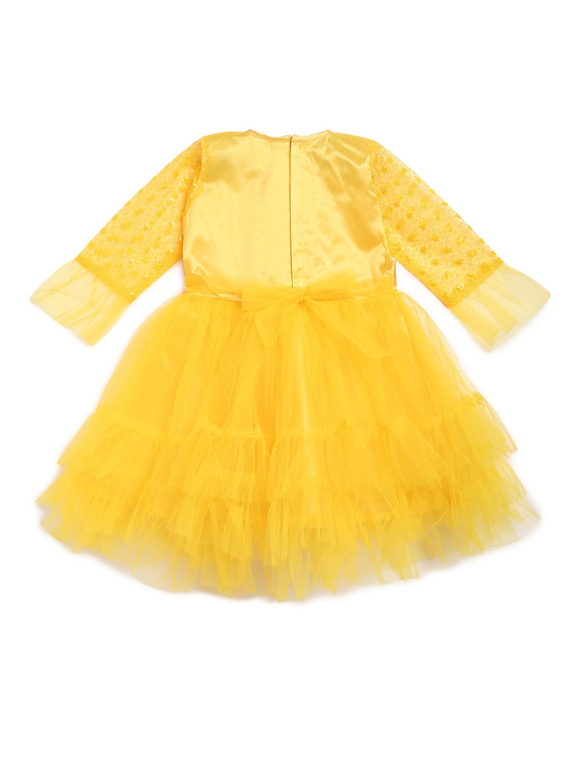 girls round neck three quarter sleeves frock - 17784099 - Standard Image - 1