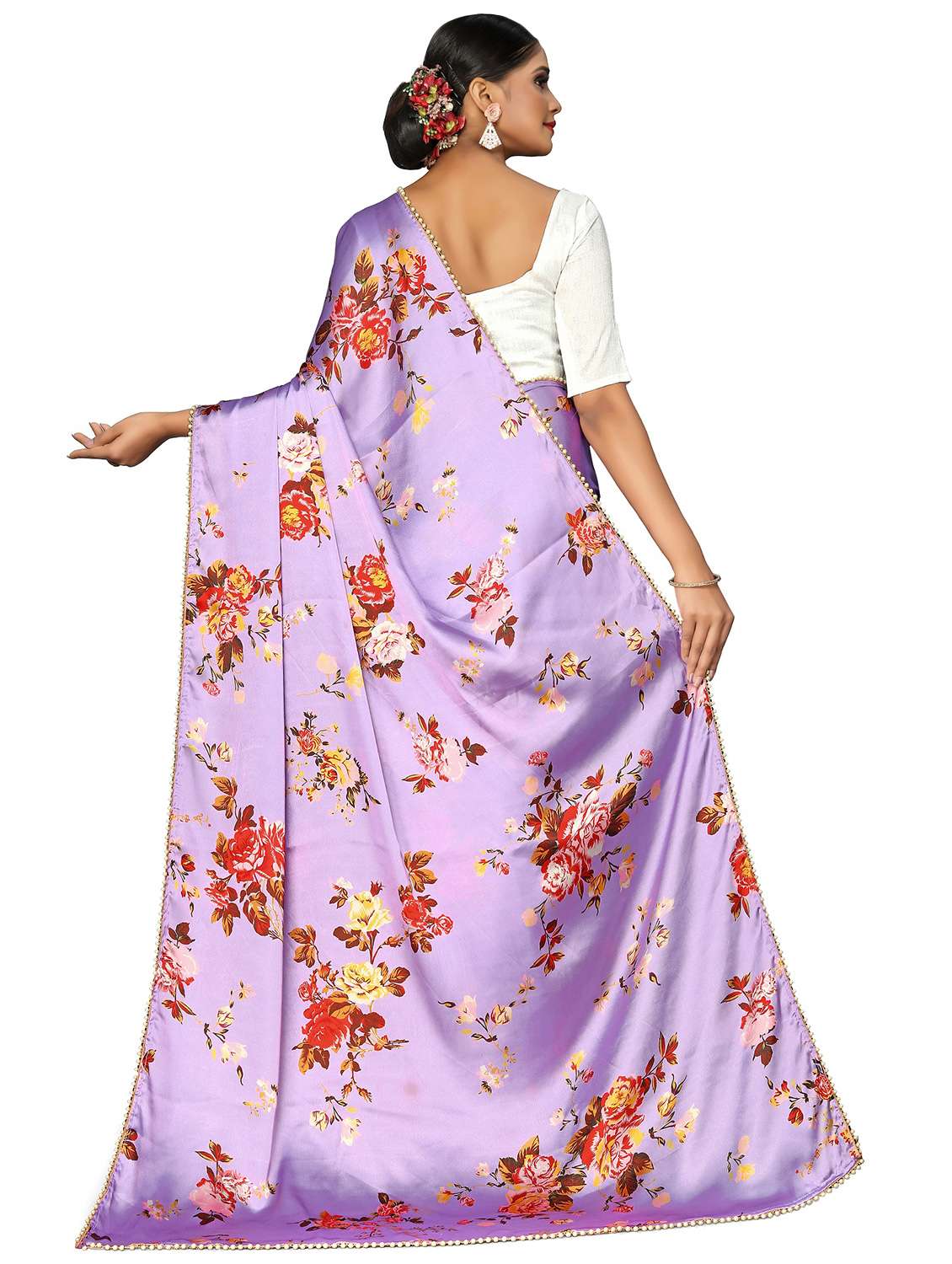 floral printed saree with blouse - 17784236 - Standard Image - 1