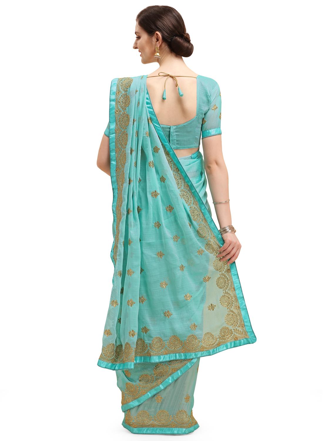 women's embroidered saree with blouse - 17784747 - Standard Image - 1