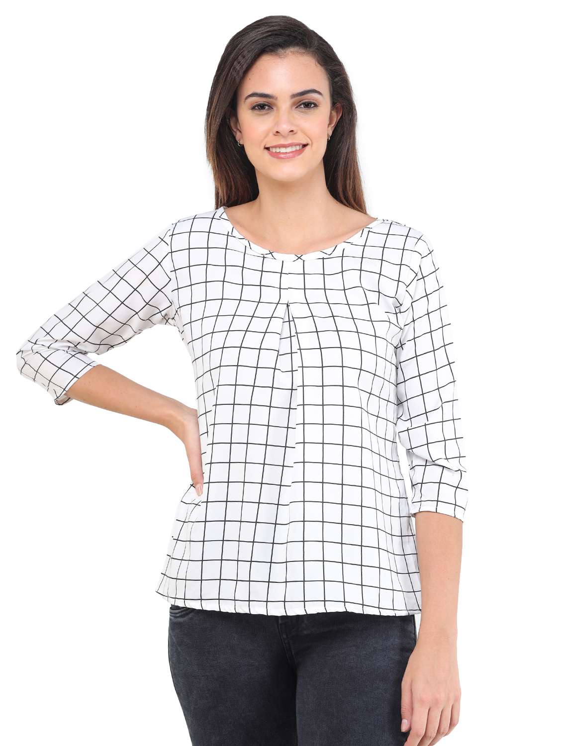 women's straight round neck top
