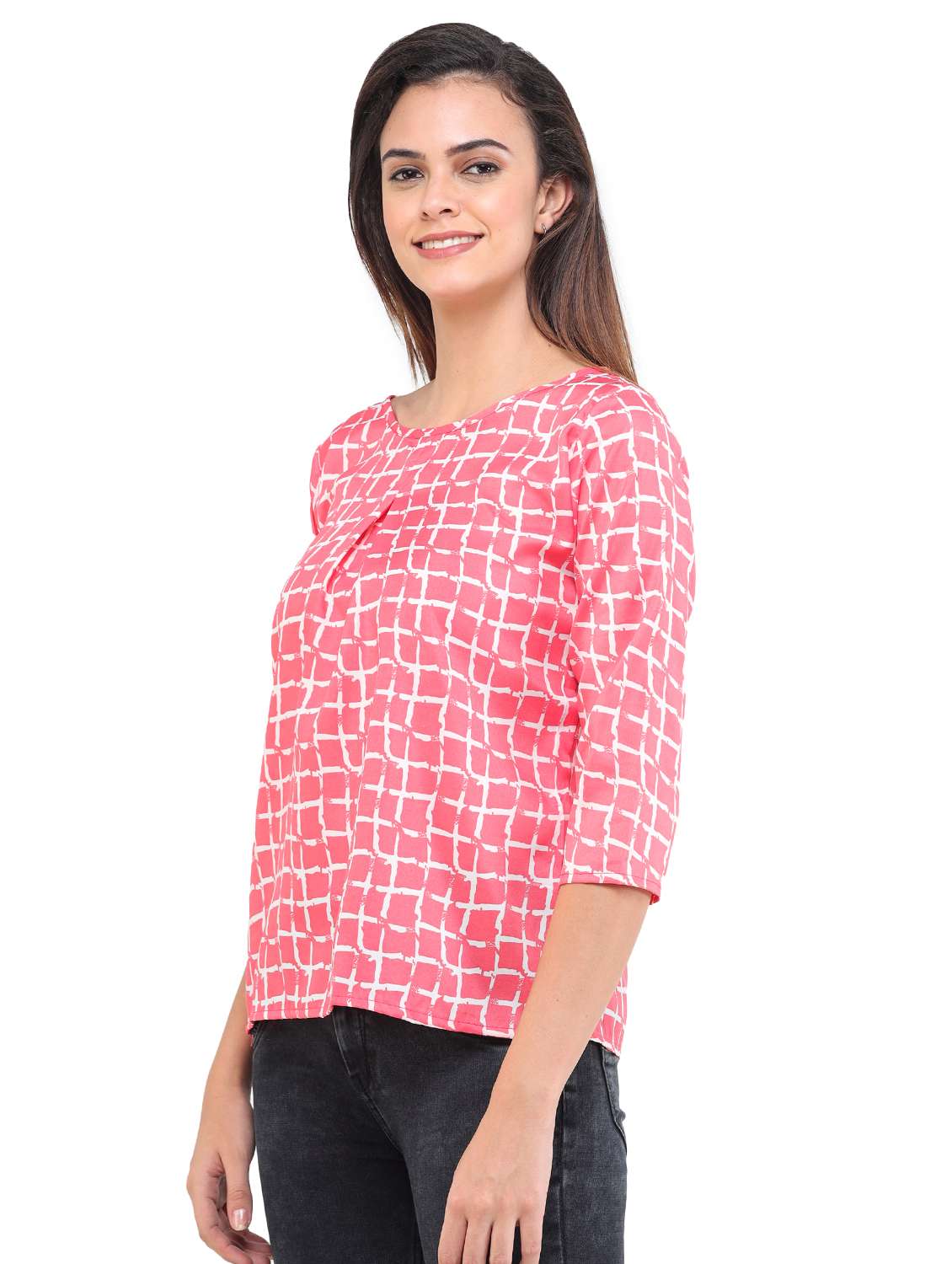 women's straight round neck top - 17784893 - Standard Image - 1